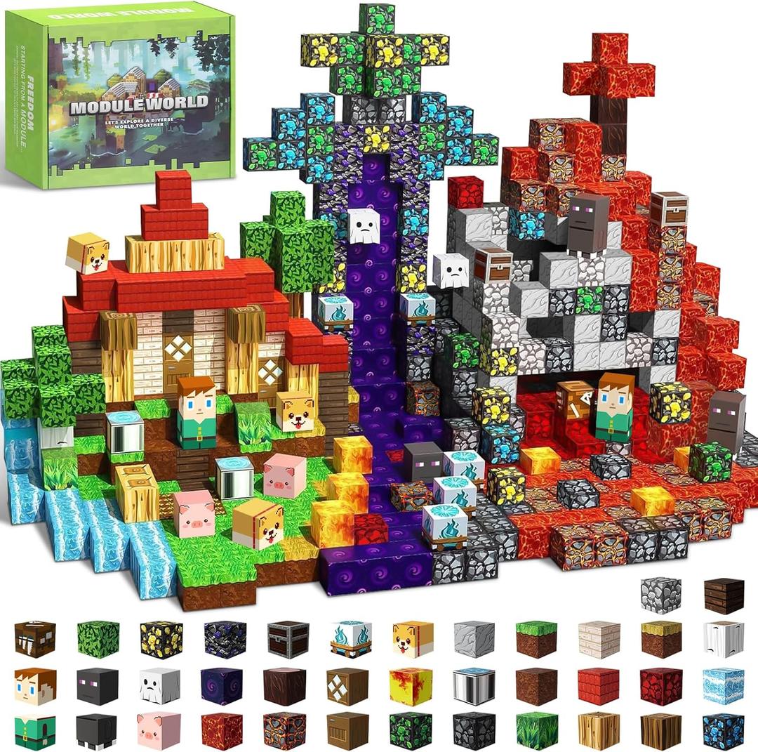 Intoypad 300PCS Magnetic Blocks for Kids, 0.8in Magnetic Building Block Toys for Boys Girls Age 3 4 5 6 7 8 9 10 Magnet Cubes Game Magnetic Tiles STEM Toys Christmas Birthday Gifts for Kids Toddlers