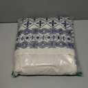 NICETOWN Heavy Duty Cream Linen Curtains 96 inch Long, Navy Blue Geometric & Floral Patterned Embroidered Drapes for Living Room, Decorative Panels for Nursery Bronze Grommet, W52 x L96, Set of 2