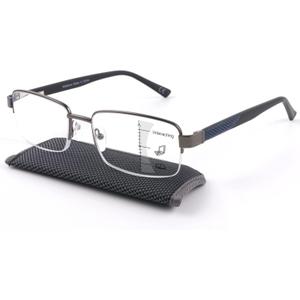 Missfive Men Premium Multifocus Reading Glasses Blue Light Blocking, Progressive Metal Frame With No Broken Spring Hinge Multifocal Readers Computer Eyewear,Workspace For Near Range 2.25x
