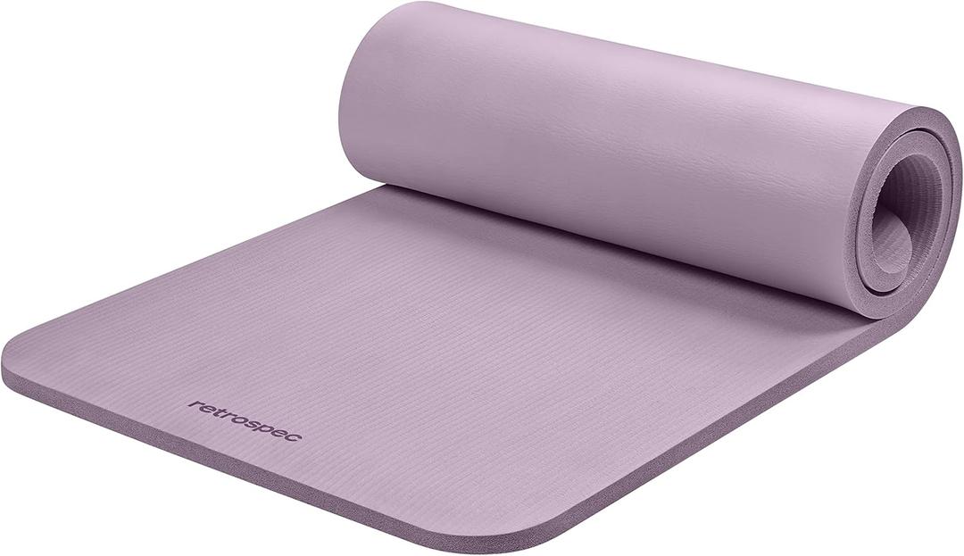 Retrospec Solana Yoga Mat 1" Thick With Nylon Carry Strap for Men & Women - Non Slip Exercise Mat for Home Yoga, Pilates, Stretching, Floor & Fitness Workouts (1 inch, Violet Haze)