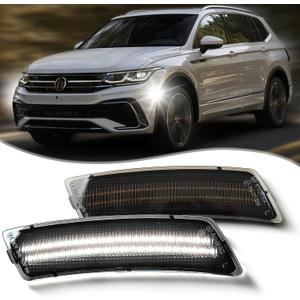 LED Front Fender LED Side Marker Lights Kit for Volkswagen Tiguan 2018-2024 / for Volkswagen Beetle 2012-2019,OEM 5C5945072A / 5C5945071A, Smoked Lens Side Bumper Marker Lamps, 2pcs