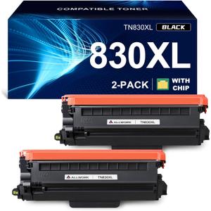 TN830XL Toner Cartridge Compatible Replacement for Brother DCP L2640DW L2647DW HL L2420DW L2460DW L2460DWXL L2465DW L2467DW L2480DW L2865DW MFC L2820DW L2900DWXL L2980DW (2 Black) High Yield