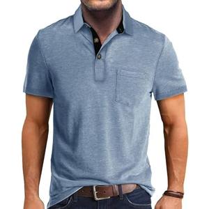Men's Casual Polo Shirts Classic Button Basic Long Sleeve Shirt Solid Color Cotton Tees Stylish Tops, Small