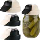 4 pack Mason Jar Lids, for Ball Kerr & More Canning Regular Mason Jars Drinking Lids & Food Storage Caps leak-proof, BPA-free, reusable (Bottle not included) (Black/White)