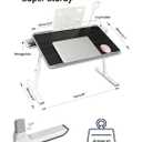 Foldable and Adjustable admireshun Laptop Bed Table with Hidden Drawer, Cup Holder, USB Voice-Controlled Night Light, Black, 23.6"x15.7", Suitable for Working, Gaming, and Other uses on Bed and Sofa
