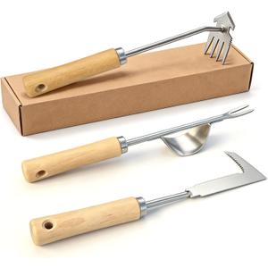 Weed Puller Tool, 3 Pack Garden Tools with 4 Teeth Weed Puller, L-Shaped Crack Weeder and Uprooting Weeding Tool for Garden, Patio, Flower Beds and Sidewalk