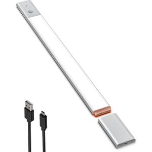 EZVALO Space Gray Under Cabinet Lighting, 2200mAh Detachable Battery, 76 LEDs Dimmable Closet Lights, 3 Color Temps, Wireless Motion Sensor Light for Stairway, Kitchen, Wardrobe