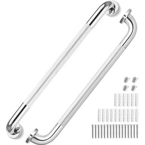 2 Pack Grab Bars for Elderly for Wall, Fit for 24 Inch Studs, Knurled Anti-Slip Bathroom Shower Grab Bars for Seniors, Safety Handicap Grab Bars for Shower, Shower Handles for Elderly, Tesuchan