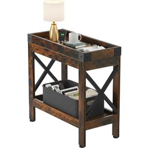 Narrow Side Table, Slim End Table,Sofa Side Table, End Table Nightstand for Bedroom, Living Room, Small Spaces