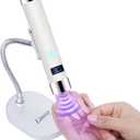 Linssy Mini UV Light for Nails with Auto Sensor & Gooseneck Stand,Portable Cordless Nail Lamp Flash Cure Lamp with LCD Display,Handheld UV Light for Gel Nails at Salon & Home Use (White)