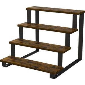 YINMIT Wooden Display Riser Stand,15.75 Inch Tiered Perfume and Cologne Organizer Stand, 4 Tier Spice Rack Organizer, Rustic Display Shelf for Cupcake, Figures, Candles (Brown,4 Tier Large)