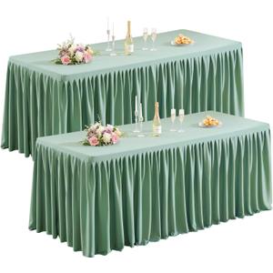 2 Pack Sage Green Table Clothes for 6 Foot Rectangle Tables, Premium Polyester Rectangle Tablecloth Wrinkle Resistant Washable Table Cloth for Wedding, Party, Dining, Banquet, Buffet Tables