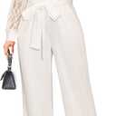 Elegant Jumpsuit for Women Dressy Sexy Lace Puff Sleeve Wide Leg Pant Suit One Piece Formal Outfits, XXL