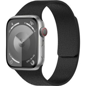 Magnetic Silicone Band Compatible with Apple Watch Band 38mm 40mm 41mm 42mm 44mm 45mm 46mm 49mm Women Men, Soft Waterproof Sport Strap for iWatch Series 11 10 9 8 7 6 5 4 3 2 1 SE Ultra, Black, 38mm/40mm/41mm/42mm(Series 11 10)