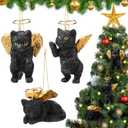Soulchen 3 Pcs Cat Loss Sympathy Memorial Gifts, 2 Inch Mini Black Cat Angel Hanging Ornaments Christmas Pet Sympathy Memorial Gifts for Loss of Pet