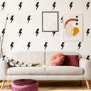 Large Black Vinyl Lighting Bolt Wall Decals, Peel and Stick Modern Thunder Stickers for Teens Boys Girls Students Bedroom Living Room Dorm Office Home Wall Art Decor