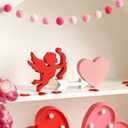 Valentines Day Decor Cupid's Love Arrow - 3PCS Pink Heart Wood Tiered Tray, Table Decorations Sign, Centerpieces for Table Mantel, Romantic Wedding Party Gifts