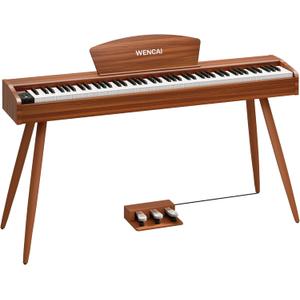 WENCAI Digital Piano 88-Key Fully Weighted Keyboard - Hammer Action Electric Piano, Full-Size Wooden Pianos for Beginner Professional Adults with Sheet Music Stand Triple Pedal (Orange)