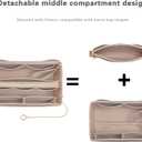 Purse Organizer Insert, Handbag Organizer with Zipper, Tote Shaper with Cup Holder & Keychain, Compatible with LV, Neverfull, MK, COACH, Longchamp, Kate Spade Black Med