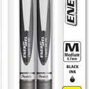 Pentel EnerGel RTX Retractable Liquid Gel Pen, (0.7mm), Medium Line, Metal Tip, Black Ink, Pack of 2 (BL77BP2A)
