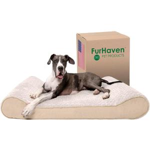 Furhaven Orthopedic Dog Bed for Extra Large Dogs w/ Removable Washable Cover, For Dogs Up to 180 lbs - Ultra Plush Faux Fur & Suede Luxe Lounger Contour Mattress - Cream, Giant/XXXL, Size: 58.0"L x 42.0"W x 9.0"Th