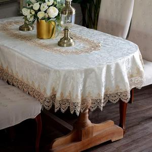 ARTABLE Lace Table Cloths Oval Fall Antique Flower Decor Macrame Tablecloth for Outdoor Farmhouse Rustic Kitchen Party Birthday Picnic (Light Brown, 60 x 84 Inch Oval)