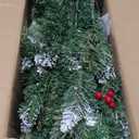 5ft Unlit Snowy Hinged Pencil Artificial Christmas Tree w/Red Berries