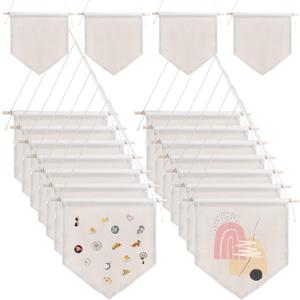 16PCS Blank Canvas Banners - Wall Decorative DIY Wall Display Hanging Flags, Enamel Pin Wall Display Banners for Enamel Lapel Badge Collection