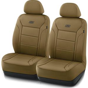 Skechers Memory Foam Car Seat Covers,Lycra Fabric Seat Covers, Car Seat Covers Front Seats Airbag Compatible, Automotive Comfort Protection for Most Cars,Trucks, SUVs(Brown)