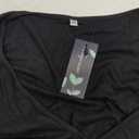 Fayenne Womens Tops Deep V Neck Cross Wrap Sexy Tops Polka Dot Mesh Long Sleeve T Shirt Casual Blouses (X-Large, Black)