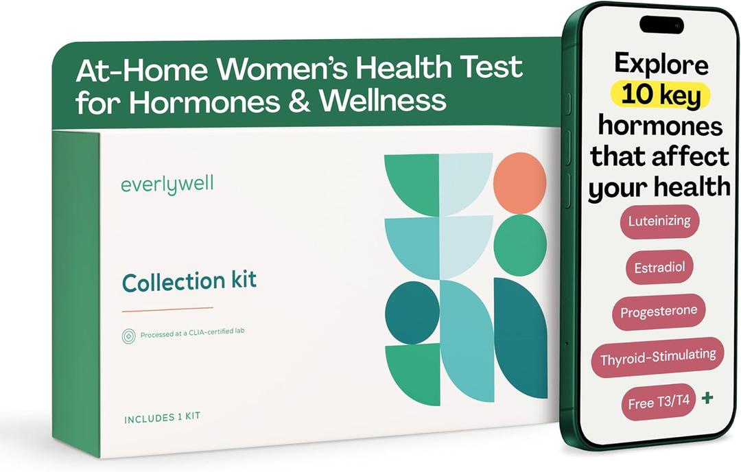 Everlywell At-Home Women's Health Collection Kit, Measures 11 Biomarkers for Hormonal Wellness, including Cortisol, Progesterone & TSH - CLIA-Certified Lab Results Within Days - for Women Ages 18 Plus