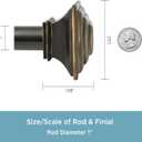 Kenney KN85064 Mission Step Square End Standard Decorative Window Double Curtain Rod, 66-120" Adjustable Length, Oil Rubbed Bronze Finish, 1" Diameter Steel Tube