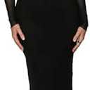 BORIFLORS Women's Elegant Off The Shoulder Bodycon Long Sleeve Maxi Dress Mesh Cocktail Party Wedding Guest Formal Dresses Medium