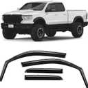 CLIM ART in-Channel Incredibly Durable Rain Guards for Dodge RAM 1500 2019-2025 Quad Cab, Original Window Deflectors, Vent Deflector, Vent Window Visors, Dark Smoke Truck Accessories, 4 pcs- 619363
