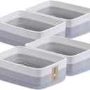 MiniArk Large Shallow Organizing Baskets 15x11x5.1 Inches - Rope Woven Storage Bins for Bathroom, Shelves, Cube Closet, Gradient Grey 4 Packs