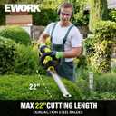 EWORK 22-Inch Cordless Hedge Trimmer, 20V Battery Powered Bush Trimmer, Lightweight Handheld Shrub Trimmer with 2 Batteries and Charger, 5/8-Inch Cutting Capacity for Garden, Yard (Green)