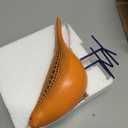 Quoowiit Bird Figurine, Modern Sculpture and Statues for Home Decor, Animal Statues for Bookshelf, Table, Entryway, Fireplace, Resin Decorative Sculpture with Chic Polka Dots Art Design (Orange)