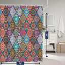 2 x SASTYBALE Boho Farmhouse Shower Curtain, Water Resistant Vintage Fabric Bathroom Curtains, Machine Washable Country Abstract Style for Bathtub Decor with 12 Hooks, 72x84 Inch