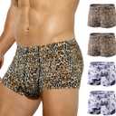 Arjen Kroos Men's Ice Silk Underwear 4 Pack Cooling Boxer Briefs for Men Quick Dry Trunks Underpants (S)