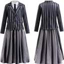 Black Costume Dress for Girls Cosplay Outfits Kids Halloween Party Dress with Accessories Family Party Dress (5-6 Years)