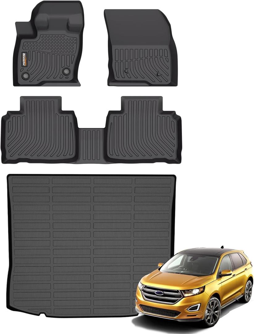 Binmotor-Floor Mats & Cargo Liner Set for Ford Edge 2025 2024 2023 2022-2015, All Weather Car Mats for Ford Edge Mat Floor Liners Rear Cargo Mat Custom Fit for Edge Accessories
