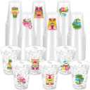 60 Pcs Hawaii Luau Plastic Cups,12oz Disposable Hawaiian Party Plastic Cups Tiki Themed Luau Cup Hawaii Hibiscus Pineapple Tropical Cup for Hawaiian Birthday Party Summer Beach Pool Party Supplies