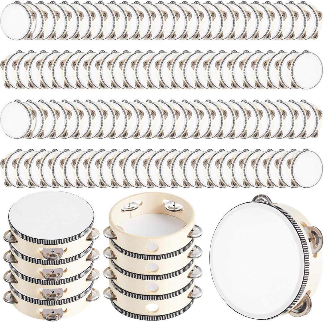 80 Pcs 4 Inch Wedding Tambourine Bulk Hand Held Drum for Adults