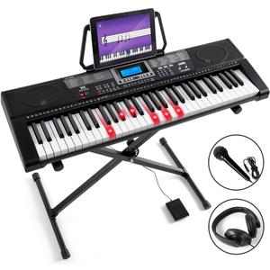 MUSTAR Piano Keyboard, MEKS-500 61 Key Learning Keyboard Piano with Lighted Up Keys, Electric Piano Keyboard for Beginners, Stand, Sustain Pedal, Headphones/Microphone, USB Midi, Built-in Speakers MUSTAR Piano Keyboard, MEKS-500 61 Key Learning Keyboard Piano with Lighted Up Keys, Electric Piano Keyboard for Beginners, Stand, Sustain Pedal, Headphones/Microphone, USB Midi, Built-in Speakers