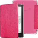 Case for 7" Kindle Paperwhite 12th Generation and Kindle Colorsoft Signature Edition 2024 Released - Light Durable PU Leather Cover and Clear Soft TPU Back Cover with Auto Wake/Sleep, Rose Red