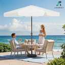 JEAREY 9 FT Patio Umbrella Outdoor, Table Umbrellas Market Umbrella w/Push Button Tilt/Crank, 8 Sturdy Ribs(Cream White)