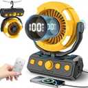 Uniqwamo Battery Powered Fan, Rechargeable Fan Portable, 180° Pivot Battery Operated Fan with Light, Timer, 360° Rotation Hanging Hook, 100 Speeds Camping Fans for Tents, Fishing, RV, Jobsite, Picnic