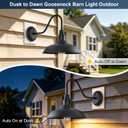 14 Inch Dusk to Dawn Barn Lights Outdoor, Large Gooseneck Barn Light, Matte Black Exterior Goose Neck Light, Outside Farmhouse Light Fixtures Wall Sconce for Porch, Garage, House, 4 Pack