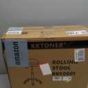 KKTONER PU Leather Round Rolling Stool with Back Rest Height Adjustable Swivel Drafting Work SPA Task Chair with Wheels Black