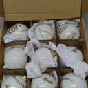 DN DECONATION 9Pcs Christmas Ball Ornaments 3.14 Vintage White &Gold Glass Ornament Balls with Peace Patterns, Decorative Hanging Ornaments for Christmas Tree Decoration, Elegant Holiday Home Decor
